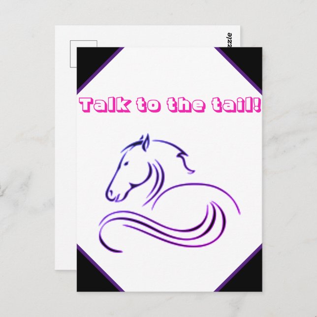 Niedliche Mädchen sprechen mit dem Schwanz Pferd Postkarte (Vorne/Hinten)