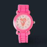 Niedliche Mädchen und Girly Watercolor Pink Herzki Armbanduhr<br><div class="desc">Dieses niedliche und skurrile Kinderdesign zeichnet sich durch ein rosa Wasserfarbenherz mit klaren Zahlen aus und kann mit Ihrem Mädchennamen personalisiert werden. Das perfekte Geschenk für Kinder und Kleinkinder,  die die Zeit erzählen!</div>