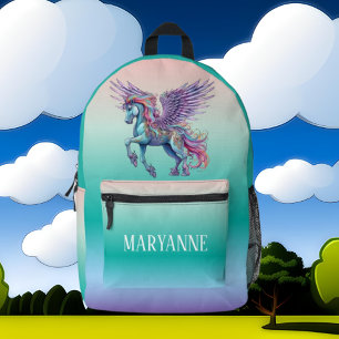 Niedliche Mädchen unicorn geben den Namen Bedruckter Rucksack