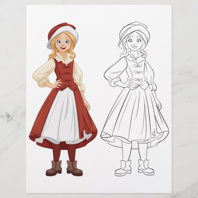 Niedliche Mädchenfarbseite Flyer (Vorne)