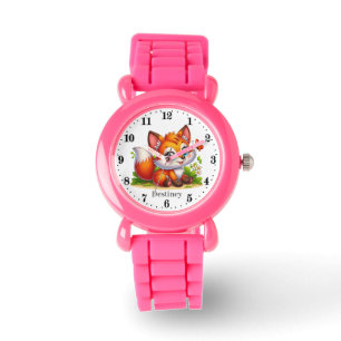 Niedliche Mädchenfoxliebhaber geben Namen Armbanduhr