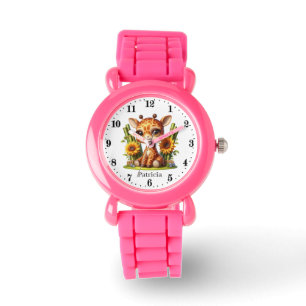 Niedliche Mädchenjungelgiraffe hinzufügen Armbanduhr
