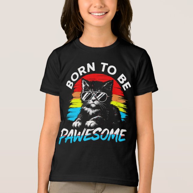 Niedliche Mädchenkatze Tri-Blend Shirt (Vorderseite)