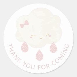 Niedliche Mädchenwolke. Babydusche danke Ihnen zu Runder Aufkleber