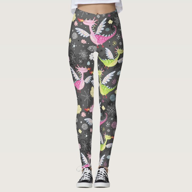 Niedliche Magische Drachen Leggings (Vorderseite)