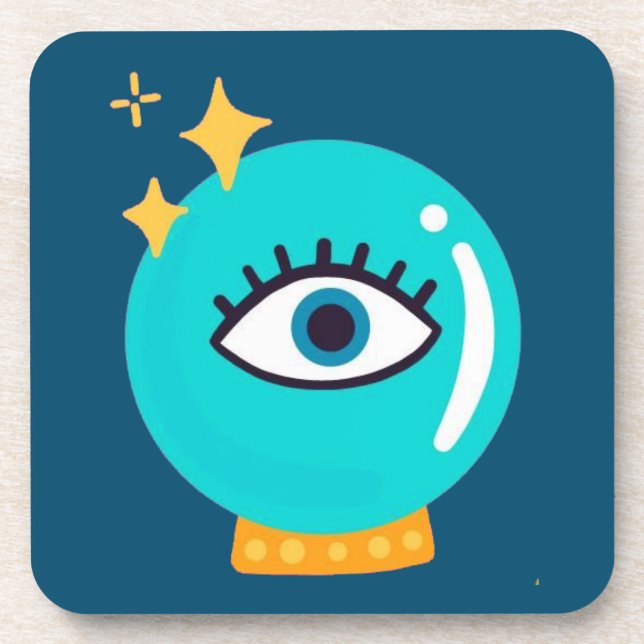 Niedliche magische Kristallkugel Getränkeuntersetzer (Vorderseite)