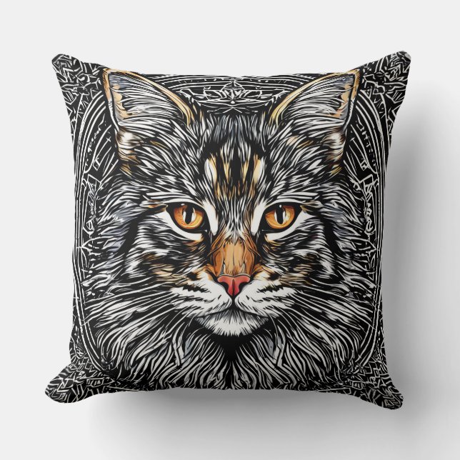 Niedliche Maine Coon Cat Kissen (Vorderseite)