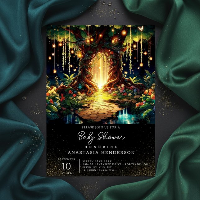 Niedliche majestätisch verzauberte Forest Baby-Dus Einladung (Von Creator hochgeladen)