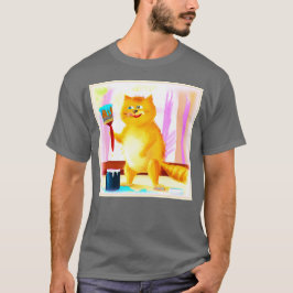 Niedliche Malerei einer Katze mit einem Pinsel. Je T-Shirt