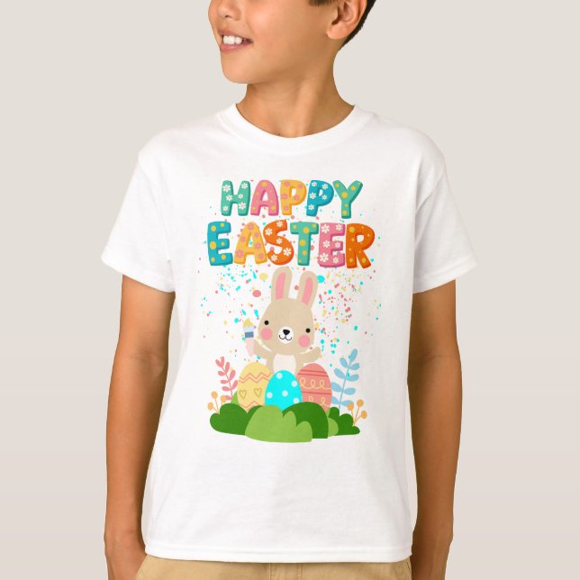 Niedliche Malerei Osterfest Bunny Confetti Kinder  T-Shirt (Vorderseite)