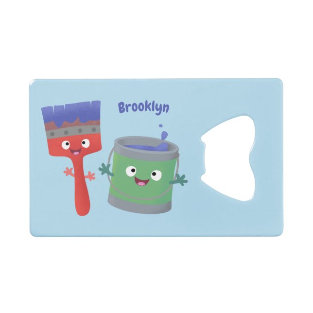 Niedliche Malerpinsel und Zeichenkarikaturen Geldbeutel Flaschenöffner (Vorderseite (Horizontal))