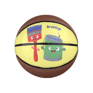 Niedliche Malerpinsel und Zeichenkarikaturen Mini Basketball