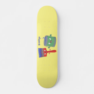 Niedliche Malerpinsel und Zeichenkarikaturen Skateboard