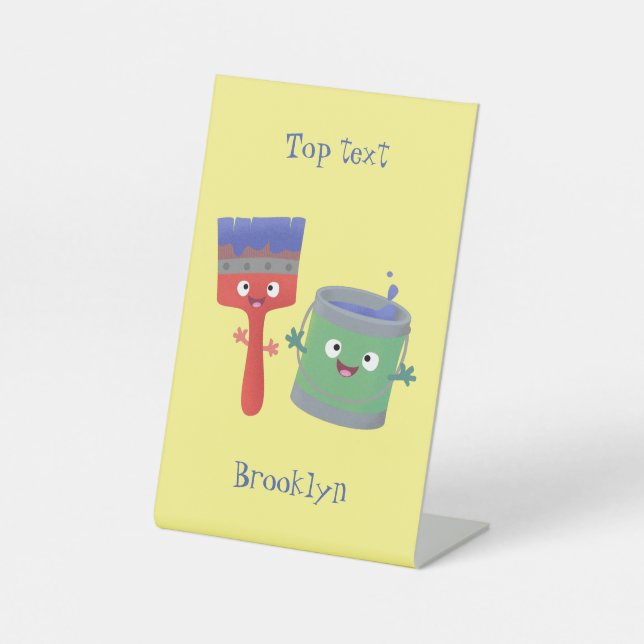 Niedliche Malerpinsel und Zeichenkarikaturen Sockelschild (Vorderseite)