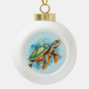 Niedliche Malerschildkröte Keramik Kugel-Ornament