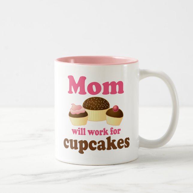 Niedliche Mama arbeitet für kleine Kuchen Zweifarbige Tasse (Rechts)