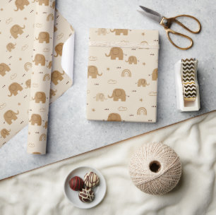 Niedliche Mama Baby Elephant Muster Wrapping Paper Geschenkpapier