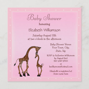 Niedliche Mama & Baby Giraffe Pink Babydusche Einladung
