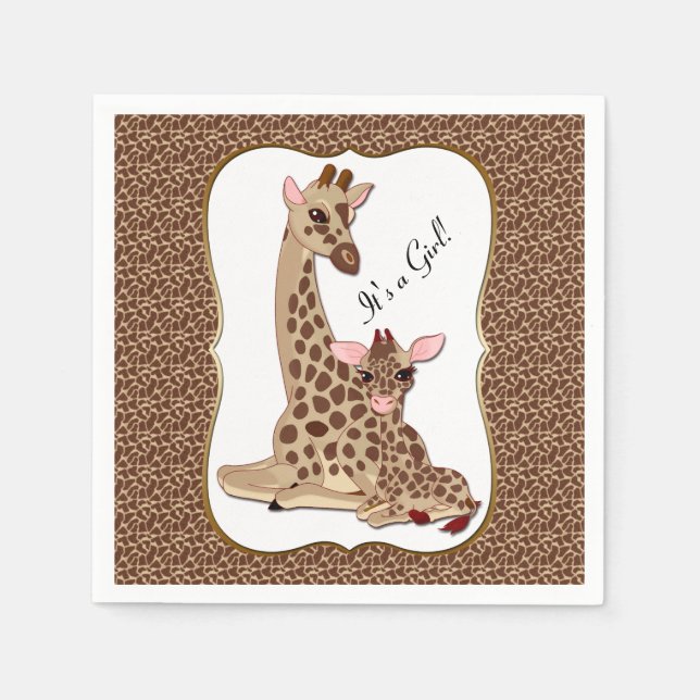 Niedliche Mama & Baby Giraffe TierThema Kinderdusc Serviette (Vorderseite)
