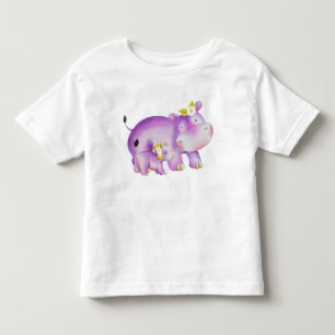 NIEDLICHE MAMA & BABY LILA HIPPO MIT DAISIEN KLEINKIND T-SHIRT