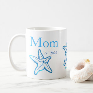 Niedliche Mama Blue Starfish Beachy Kaffee Tasse