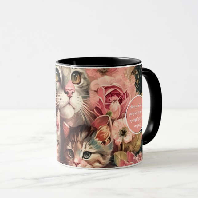 Niedliche Mama Cat und Kittens Feminine Tasse (VorderseiteRechts)