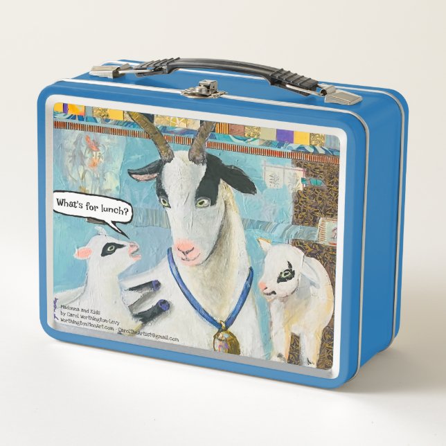 Niedliche Mama Goats Art Metal Lunch Box (Vorderseite)