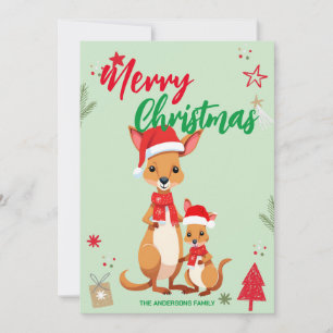 Niedliche MAMA Kind Kangaroo santa Weihnachtsfeier Feiertagskarte