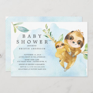 Niedliche Mama mit Baby Sloth Baby Dusche Einladung