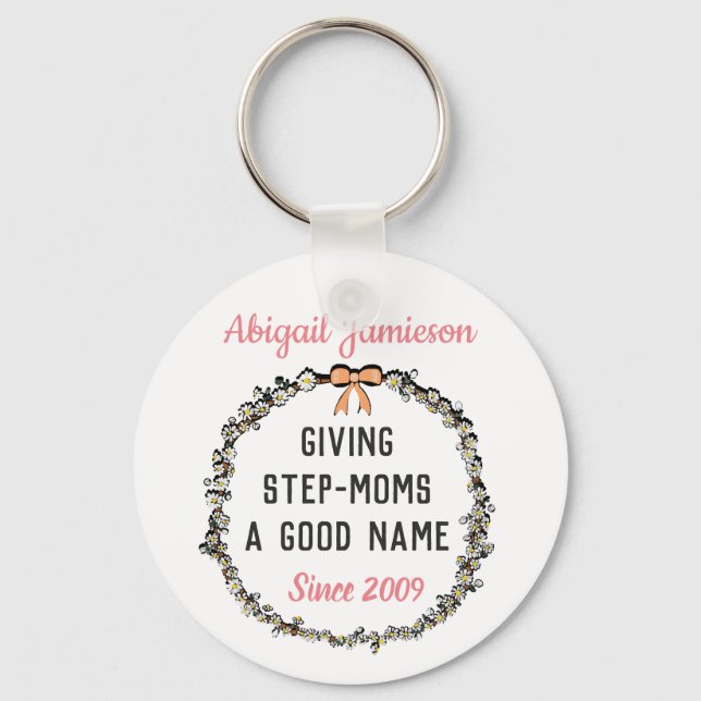 Niedliche Mama mit Blumentritt zum Muttertag Schlüsselanhänger (Vorderseite)