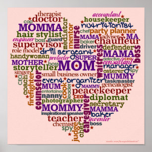 Niedliche Mama Muttertag Wort Kunst Herz Poster