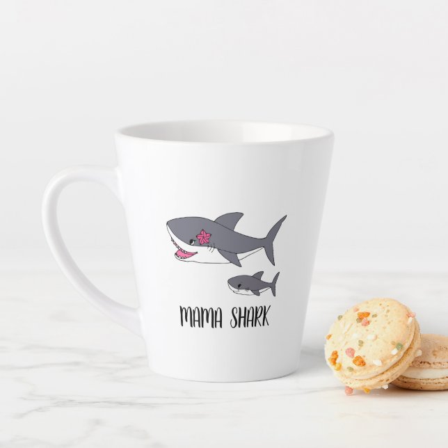 Niedliche Mama Shark and Baby Shark Latte Tasse (Beispiel)