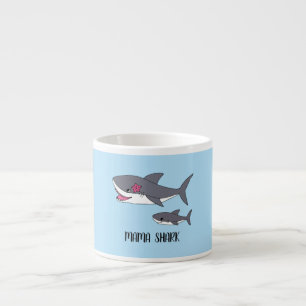 Niedliche Mama Shark and Baby Shark Tasse