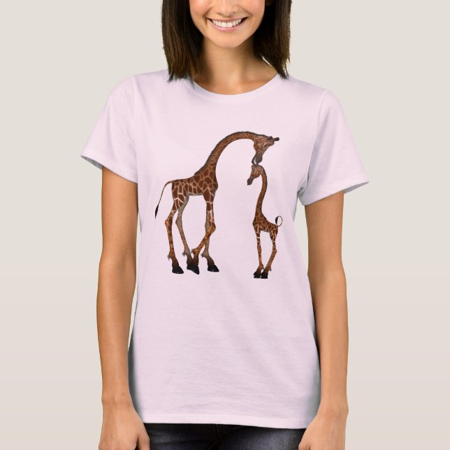 Niedliche Mama-u. Baby-Giraffe T-Shirt (Vorderseite)
