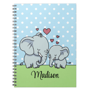 Niedliche Mama und Baby Elephant, Personalisiert g Notizblock