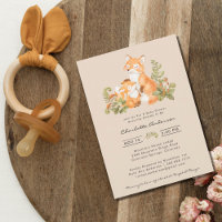 Niedliche Mama und Baby Fox Woodland Babydusche