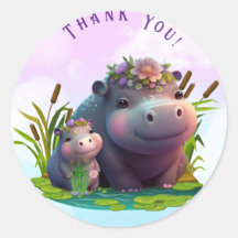 Niedliche Mama und Baby Hippo Vielen Dank Personal