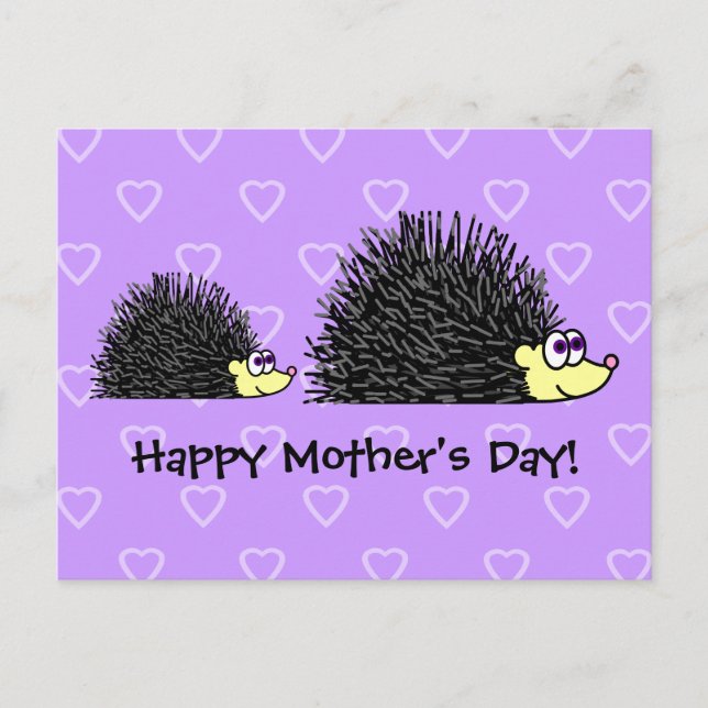 Niedliche Mama und Baby Igel Muttertag Postkarte (Vorderseite)