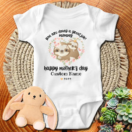 Niedliche Mama und Baby Sloths Frohen Muttertag Strampler
