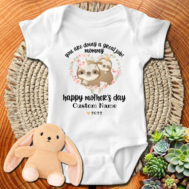 Niedliche Mama und Baby Sloths Frohen Muttertag Strampler (Von Creator hochgeladen)