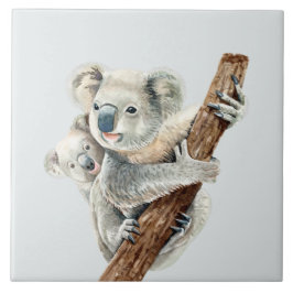 Niedliche Mama und Baby Wasserfarbe Koala auf hell Fliese