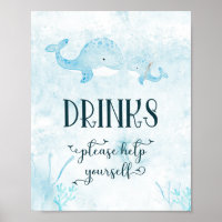 Niedliche Mama und Baby Whale Drinks Poster