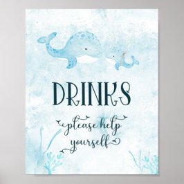 Niedliche Mama und Baby Whale Drinks Poster