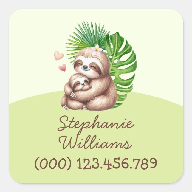 Niedliche Mama- und Babyaufkleber Quadratischer Aufkleber (Vorderseite)