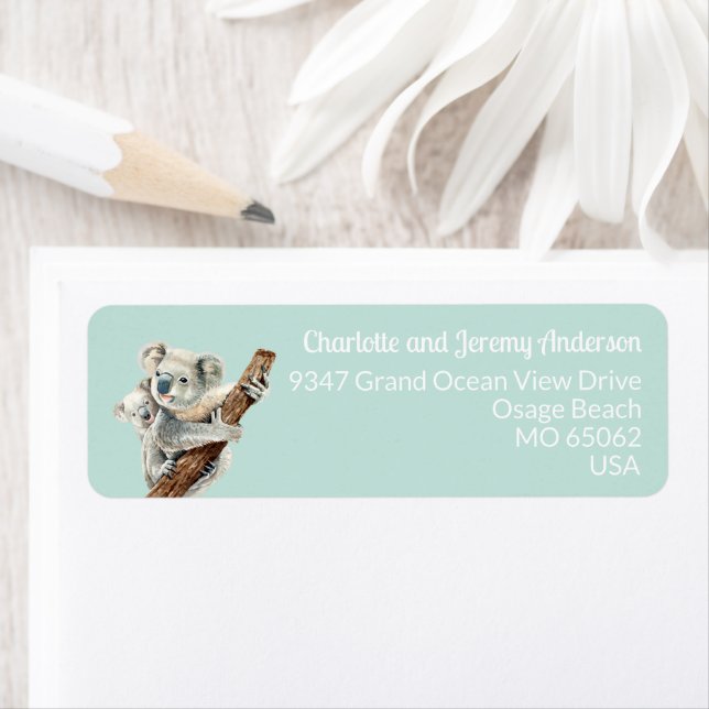 Niedliche Mama und Babywasserfarbe Koala auf hellg (Insitu)