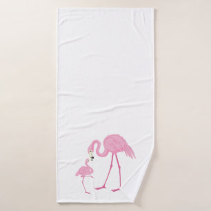 Niedliche Mama und ein Baby flamingo Wasserfarben Badhandtuch Set