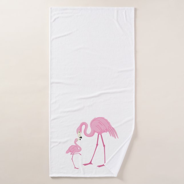 Niedliche Mama und ein Baby flamingo Wasserfarben Badhandtuch Set (Badehandtuch)