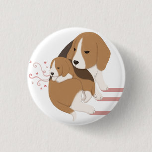 Niedliche Mama von Beagles und Kinderdarstellung Button