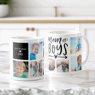 Niedliche Mama von Boys Foto Collage Kaffeetasse