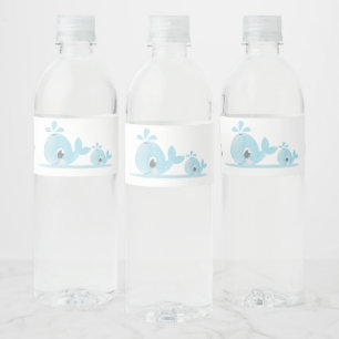 Niedliche Mama Whale Baby Whale Baby Dusche Wasserflaschenetikett